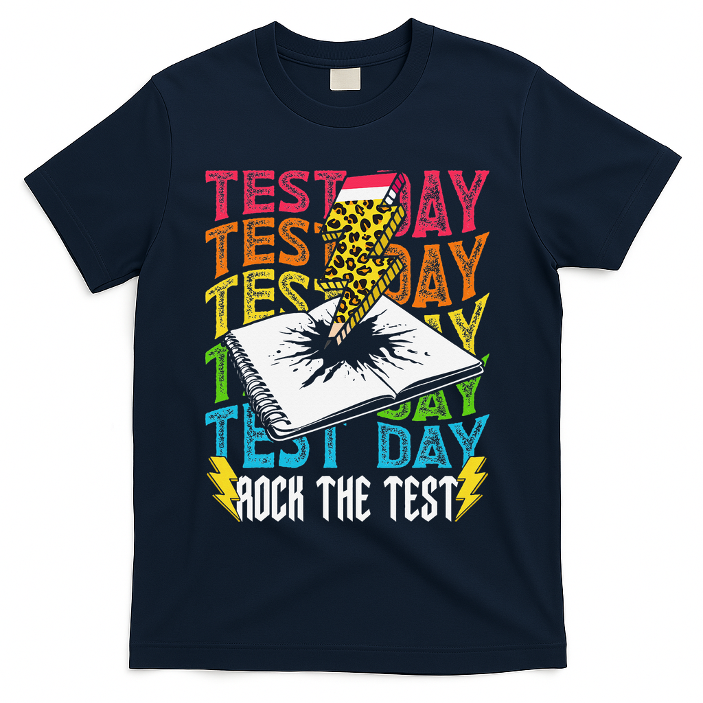 Testing Day Motivational School Teacher Rock The Test Day T-Shirt - Navy