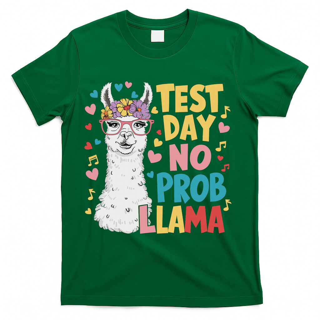 Test Day No Prob Llama Llama Teacher Testing Day T-Shirt - Green