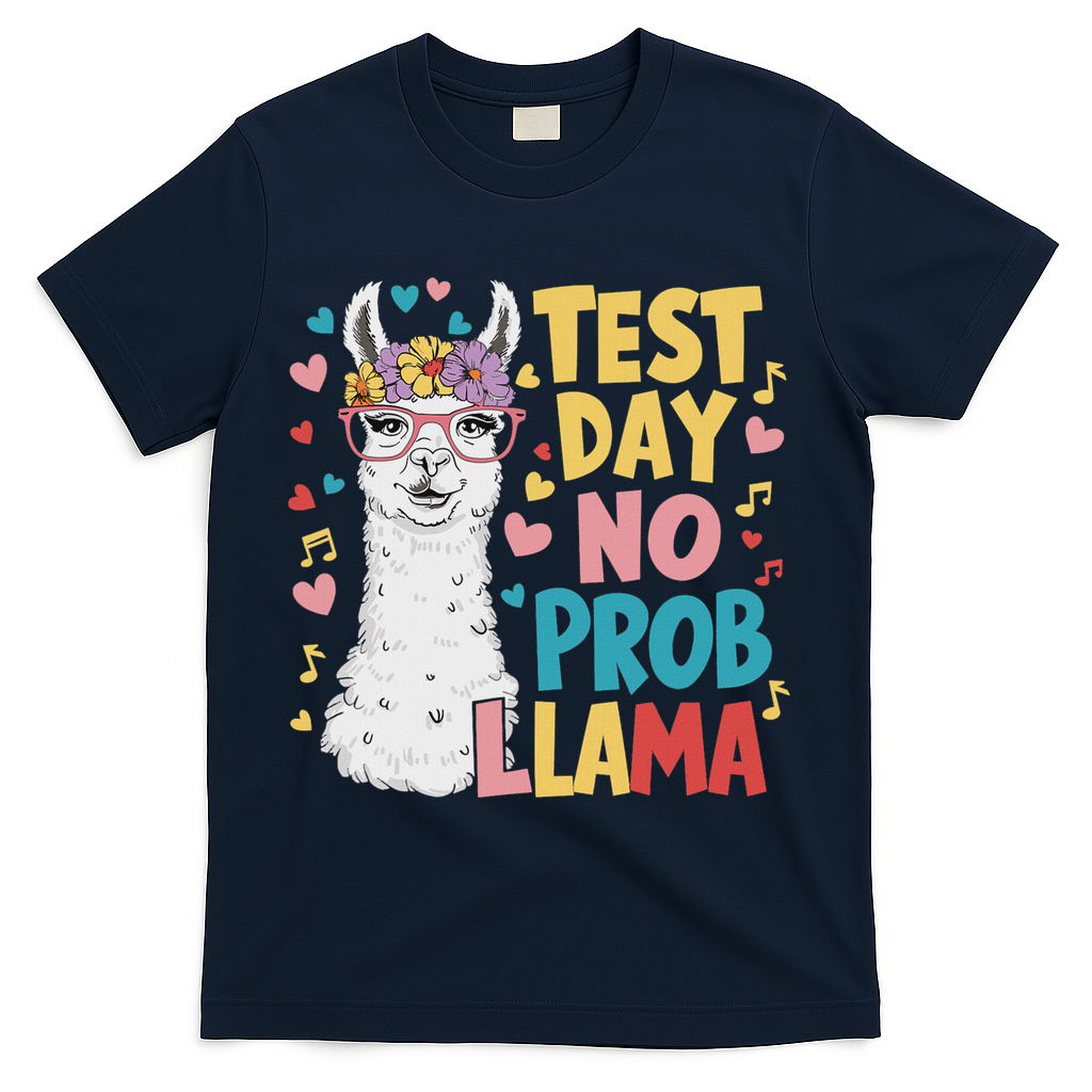 Test Day No Prob Llama Llama Teacher Testing Day T-Shirt - Navy