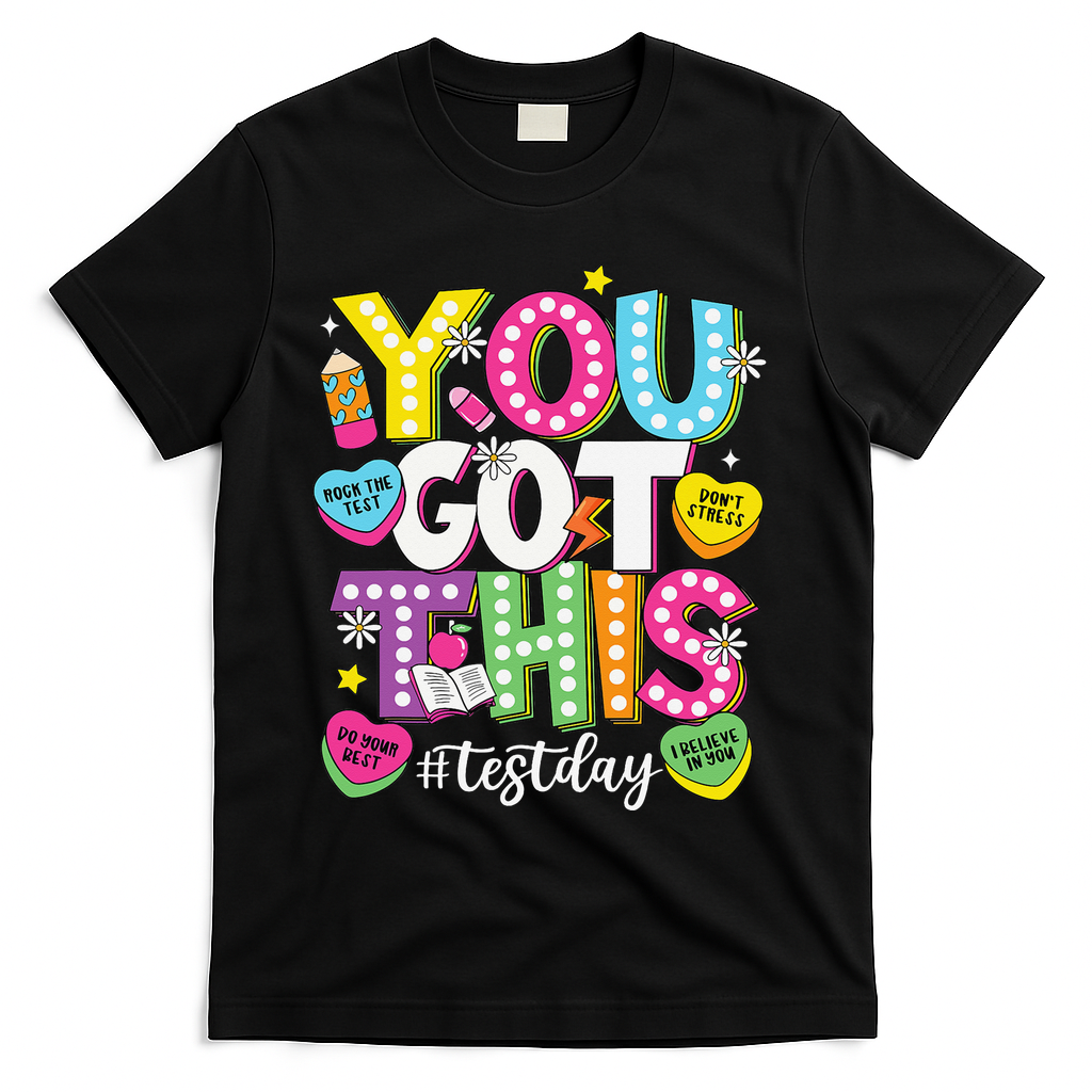 Test Day Rock The Test You Got This Teacher Test Testing T-Shirt - Black