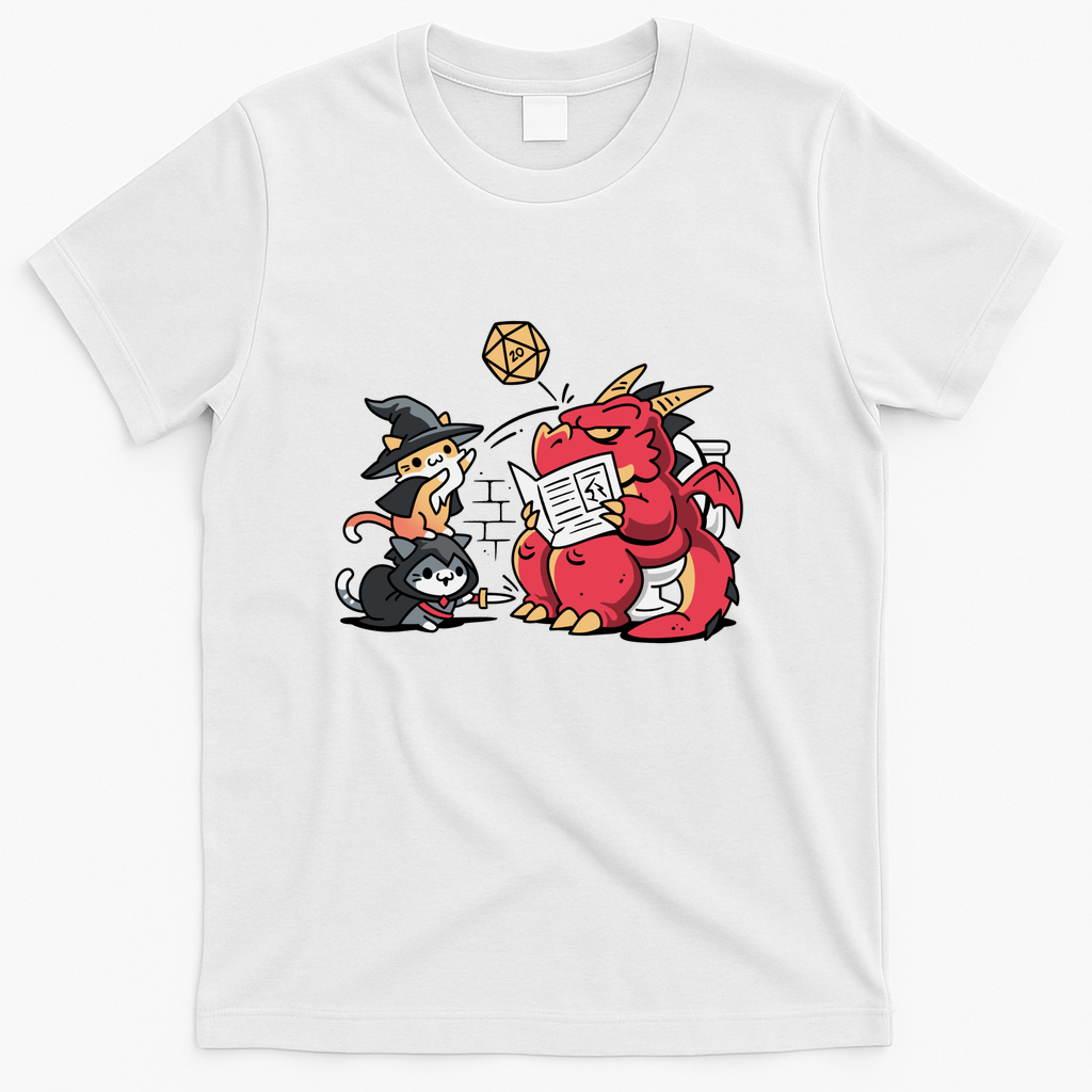 Toilet Dice Roll – Cats vs Dragon - White