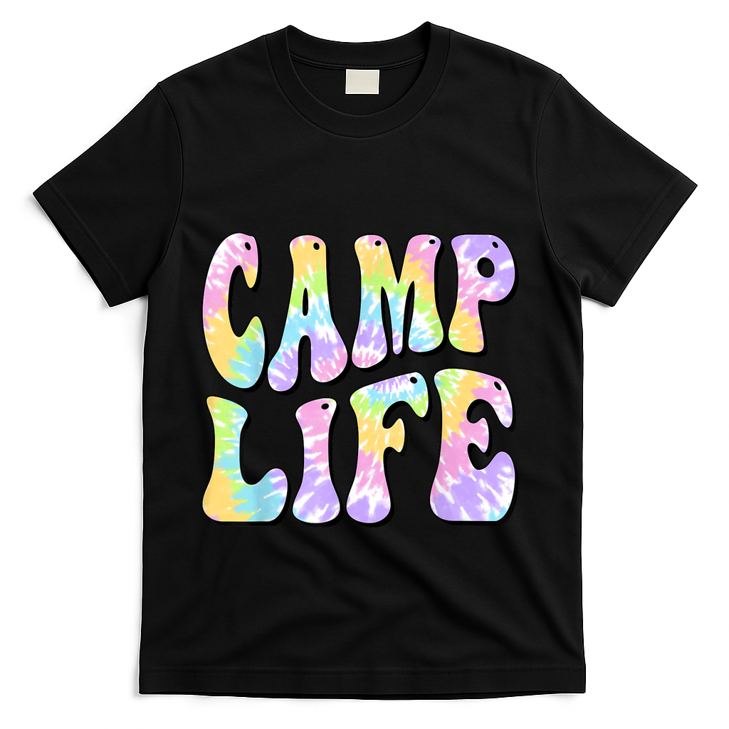 Tie Die Retro Camping Summer For Girl Summer Camp Life Gift T-Shirt - Black