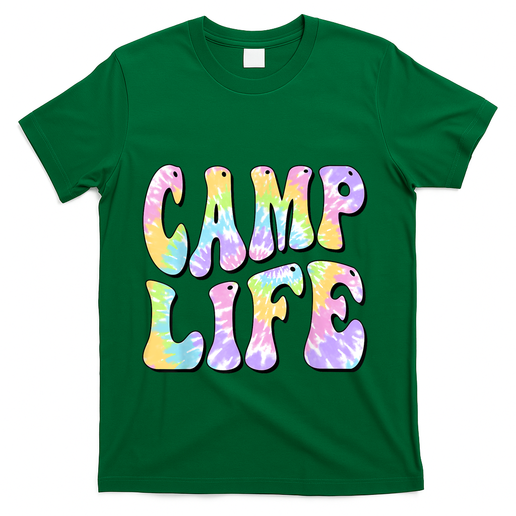 Tie Die Retro Camping Summer For Girl Summer Camp Life Gift T-Shirt - Green