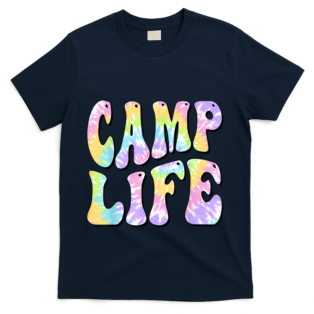 Tie Die Retro Camping Summer For Girl Summer Camp Life Gift T-Shirt - Navy
