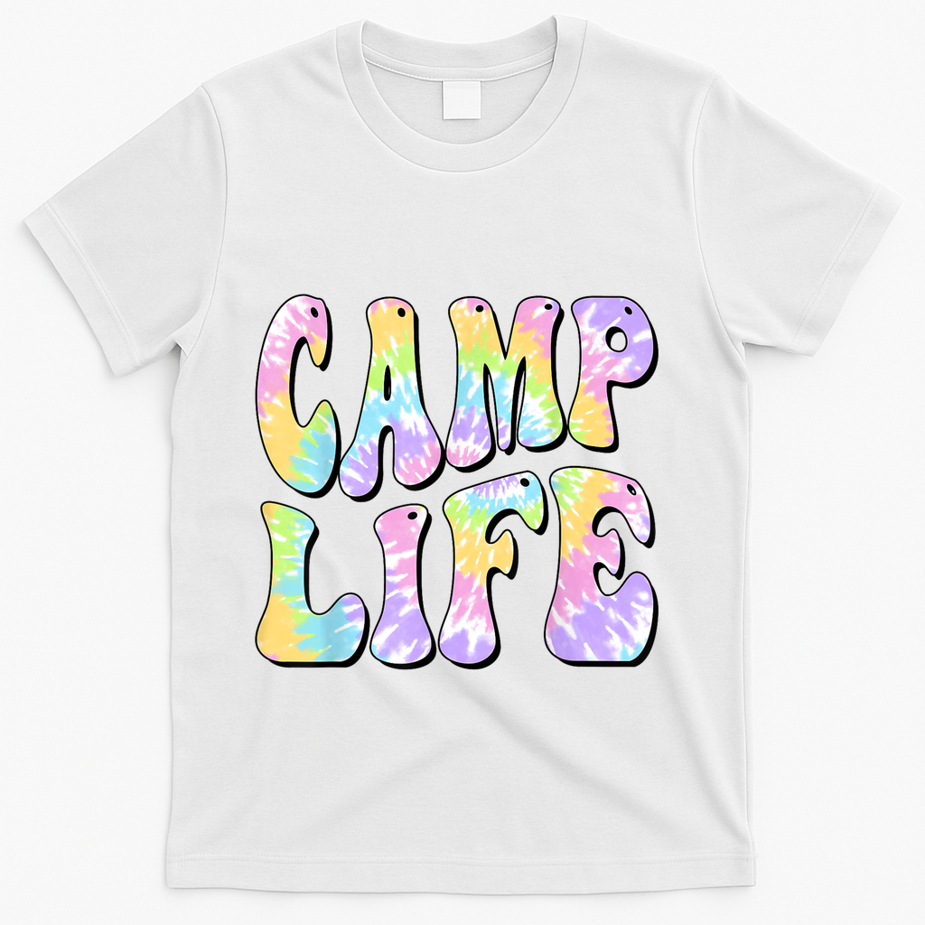 Tie Die Retro Camping Summer For Girl Summer Camp Life Gift T-Shirt - White