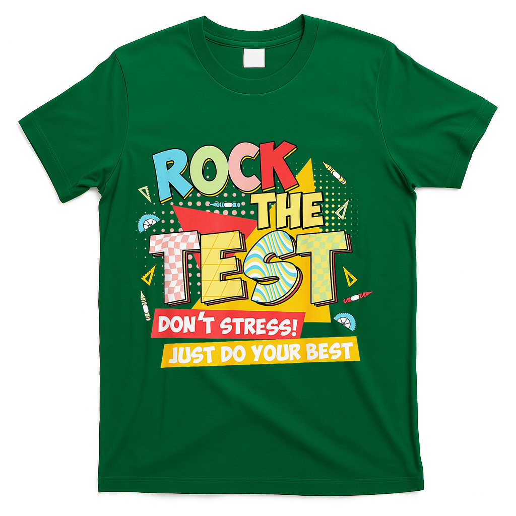 Test Day Rock The Test Dont Stress Do Your Best Teacher T-Shirt - Green