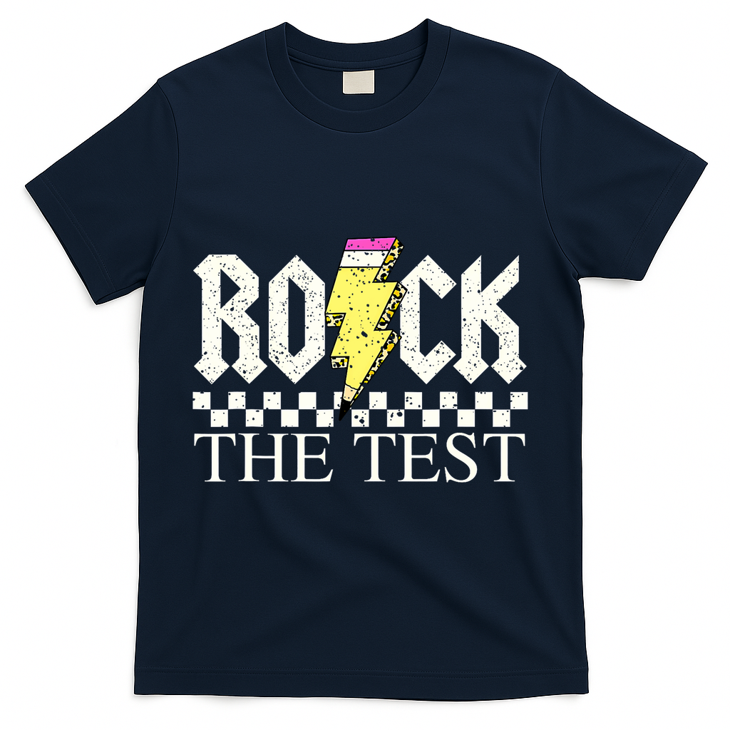 Testing Day Teacher Student Motivational Rock The Test  T-Shirt - Navy