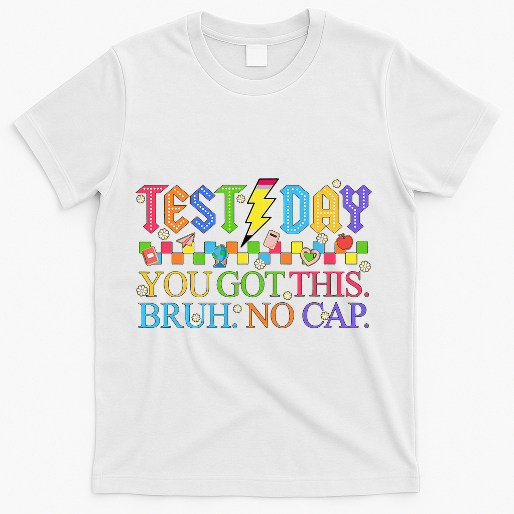 Test Day Teacher Bruh Its Test Day You Got This Bruh No Cap T-Shirt - White