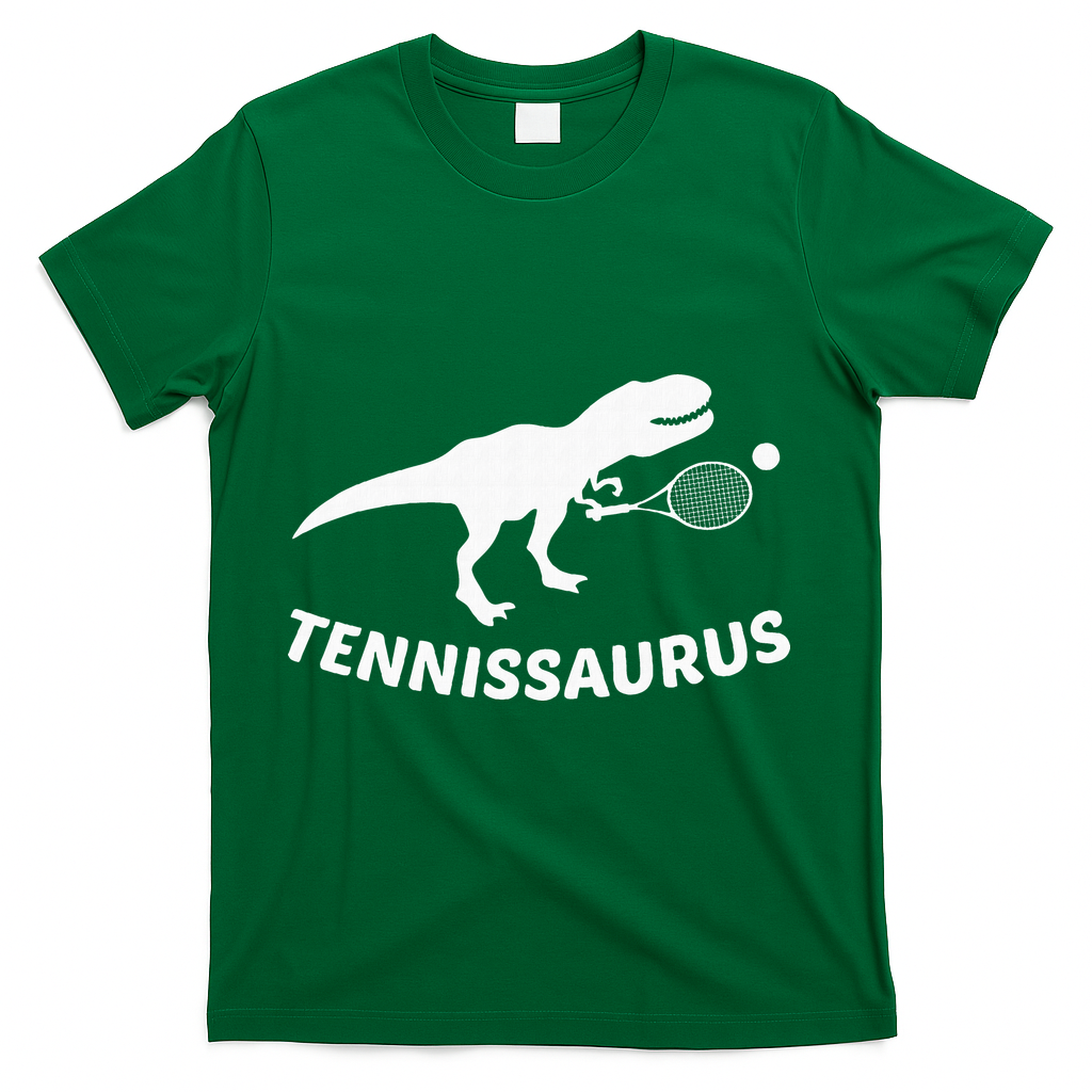 Tennisaurus Dinosaur Tennis Funny Racket T-rex T-Shirt - Green