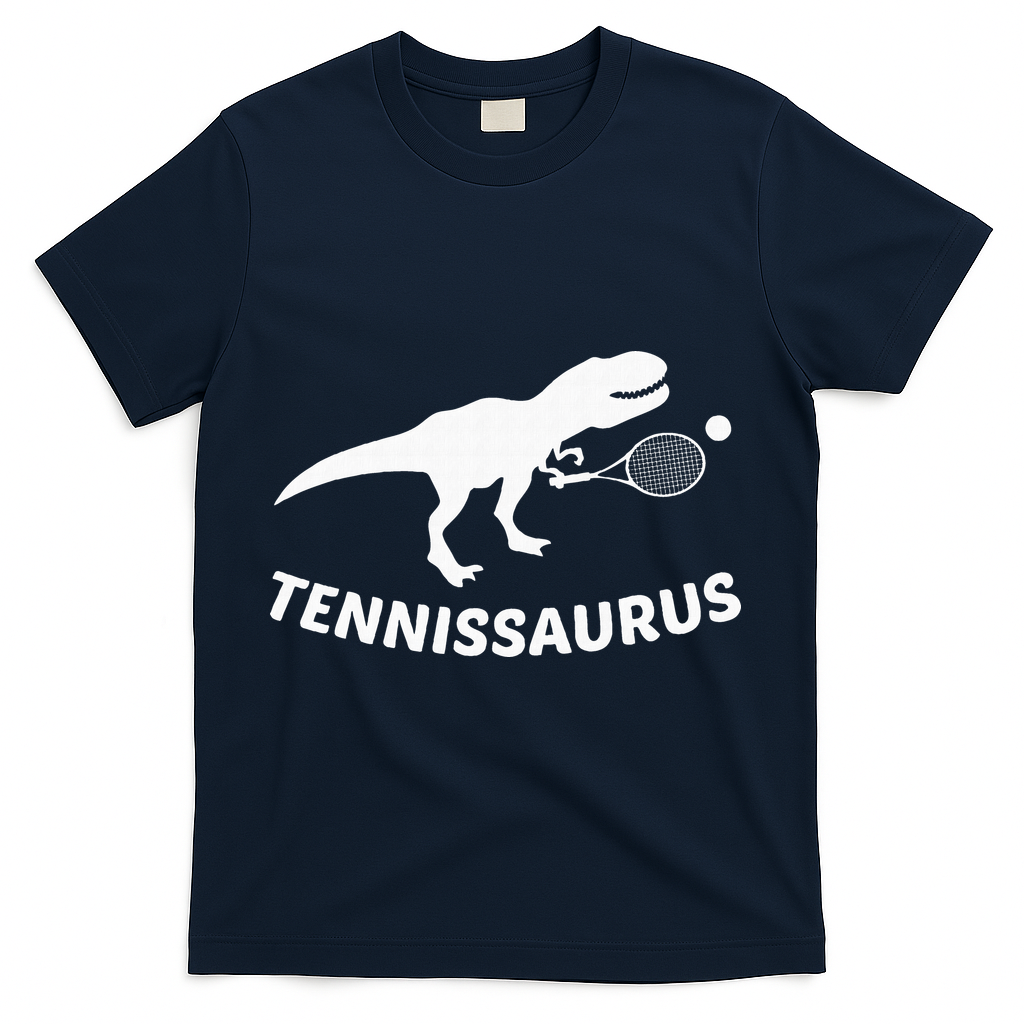 Tennisaurus Dinosaur Tennis Funny Racket T-rex T-Shirt - Navy