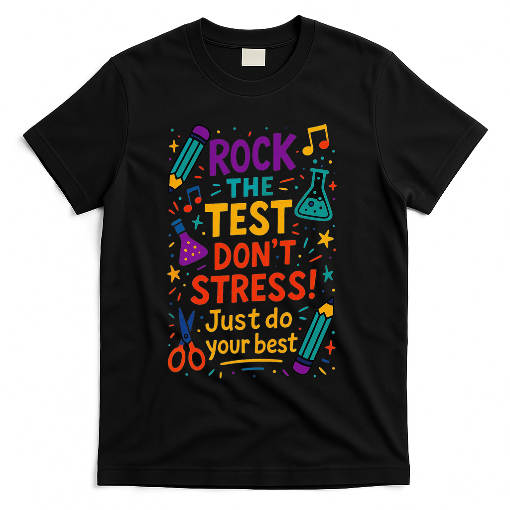 Testing Day Teacher Rock The Test Dont Stress Do Your Best T-Shirt - Black