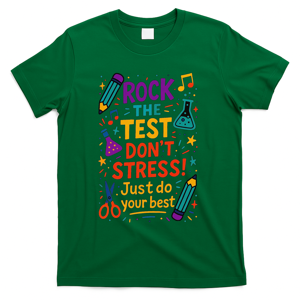 Testing Day Teacher Rock The Test Dont Stress Do Your Best T-Shirt - Green