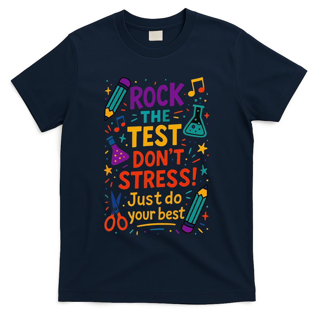 Testing Day Teacher Rock The Test Dont Stress Do Your Best T-Shirt - Navy