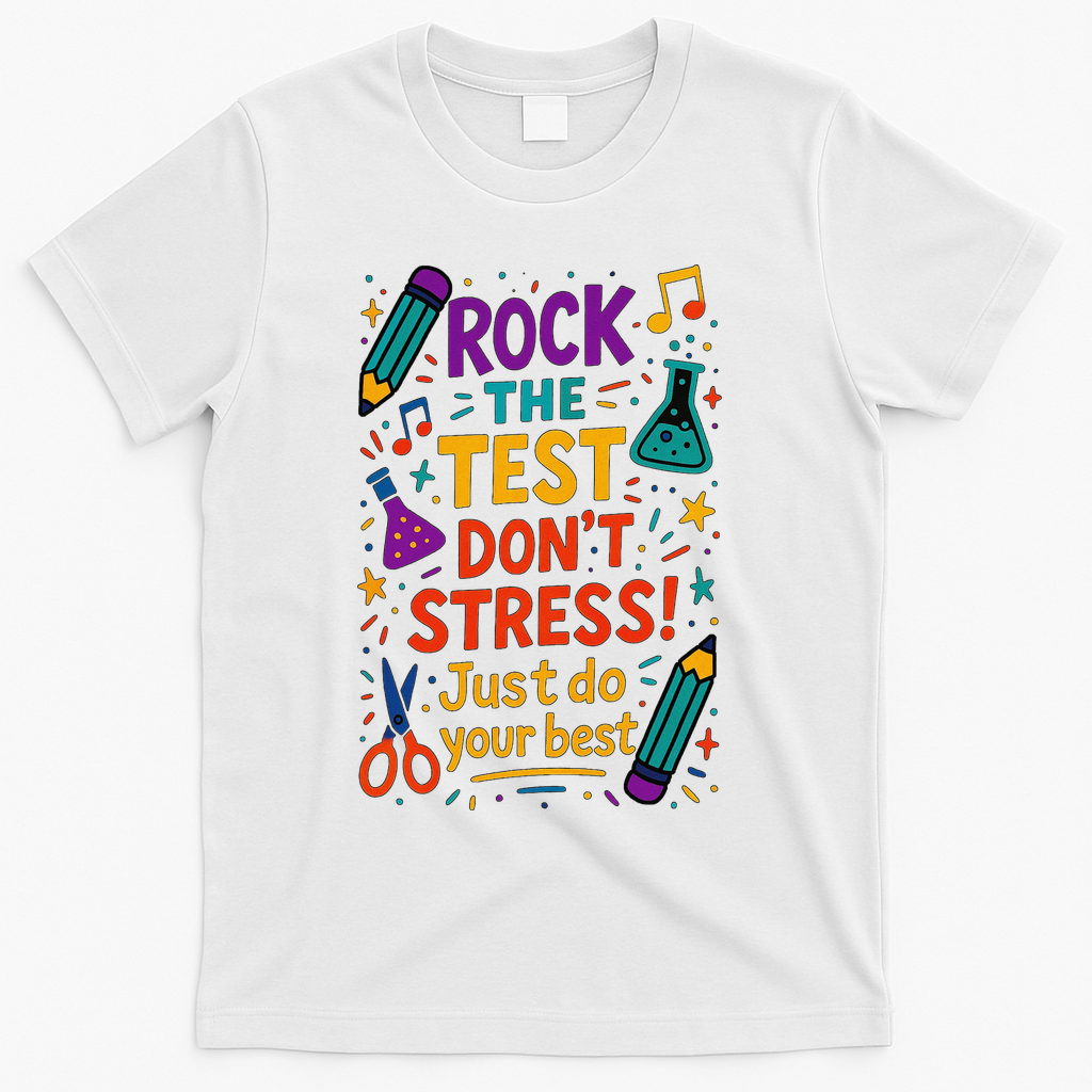 Testing Day Teacher Rock The Test Dont Stress Do Your Best T-Shirt - White
