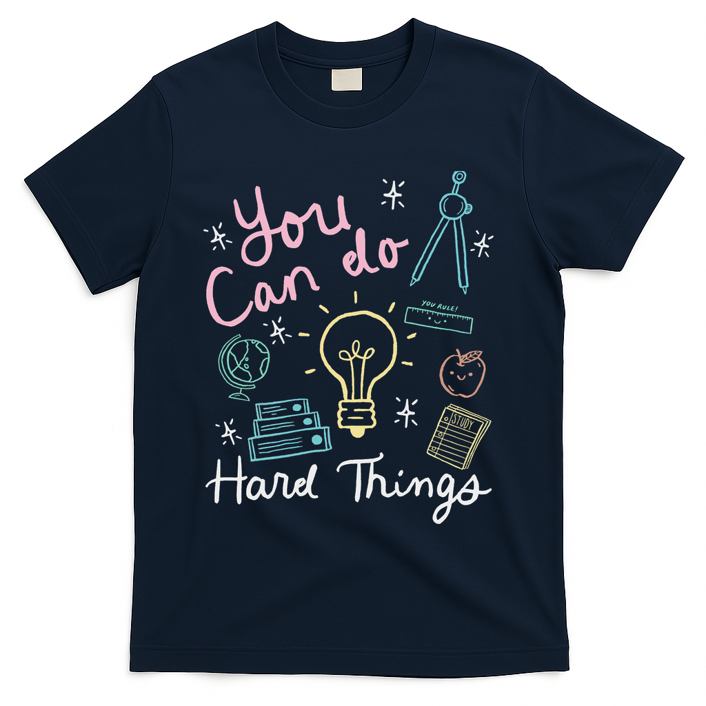 Testing Day You Can Do Hard Things Teacher State Testing T-Shirt - Navy