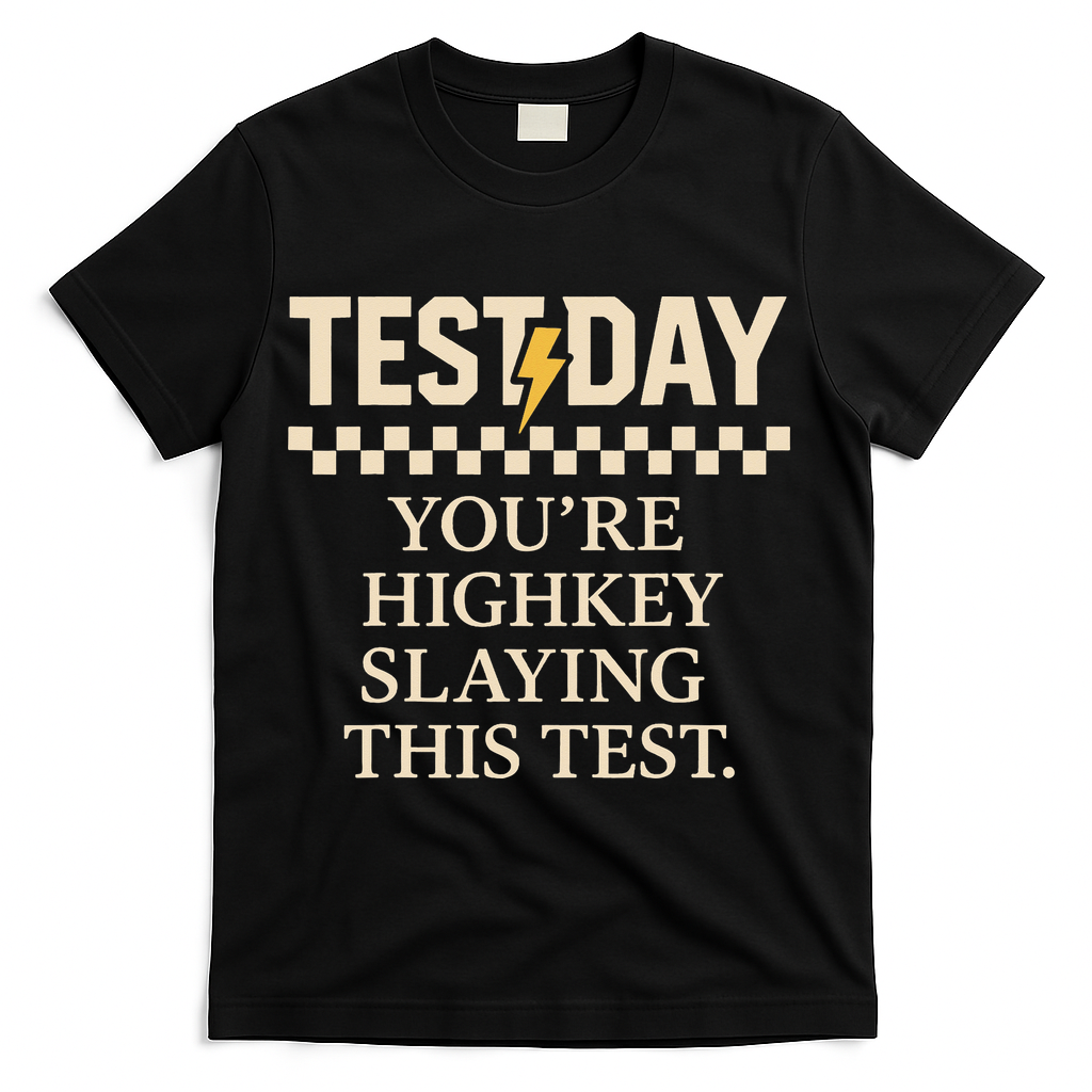 Test Day Youre Highkey Slaying This Test Teacher T-Shirt - Black