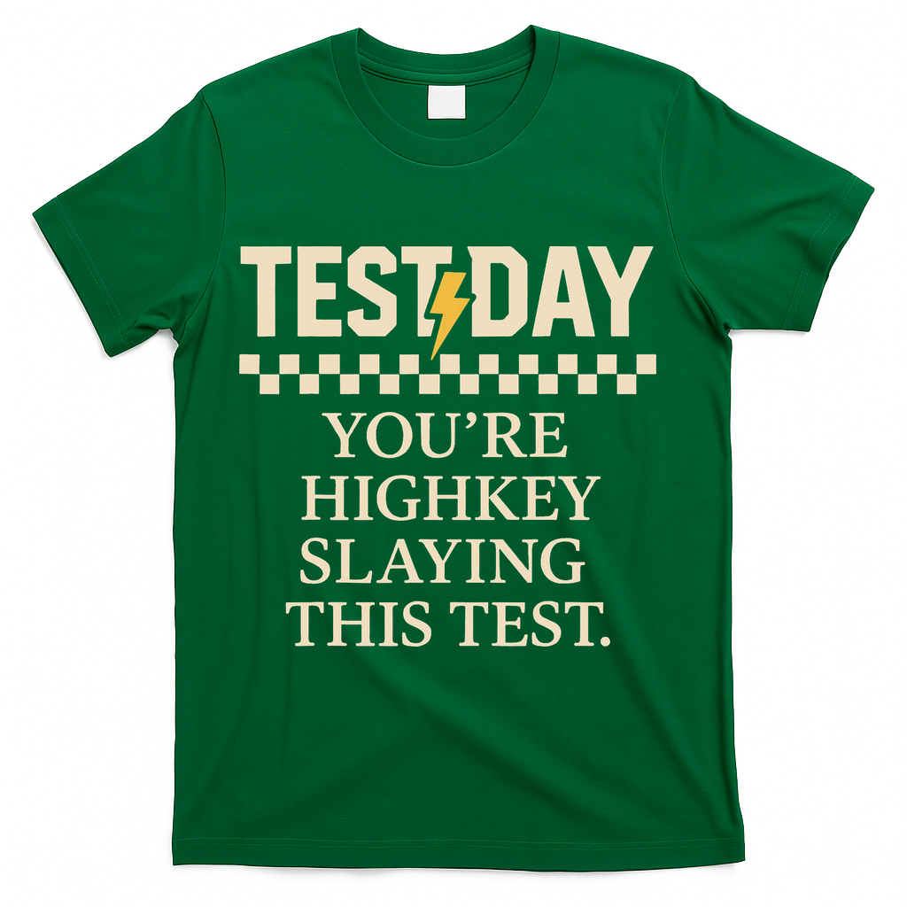 Test Day Youre Highkey Slaying This Test Teacher T-Shirt - Green