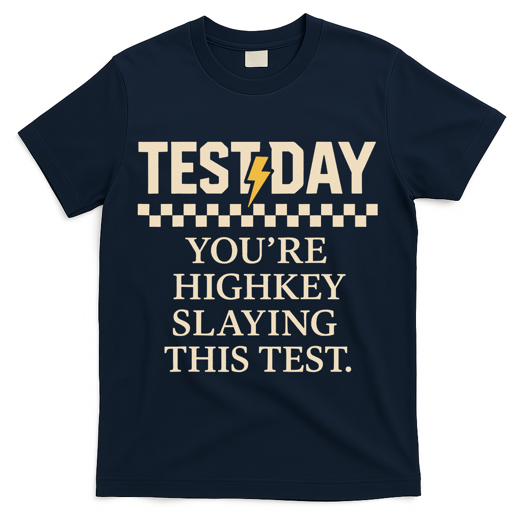 Test Day Youre Highkey Slaying This Test Teacher T-Shirt - Navy