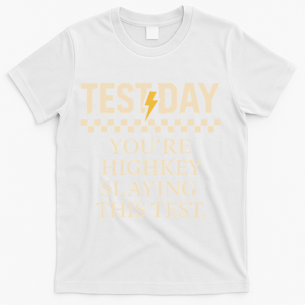 Test Day Youre Highkey Slaying This Test Teacher T-Shirt - White