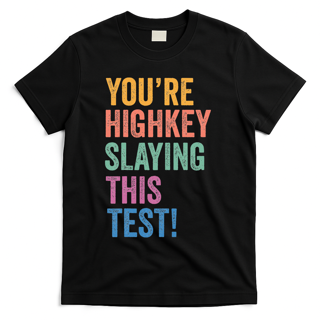 Testing Day Youre Highkey Slaying This Test Day Teacher Gift T-Shirt - Black