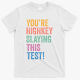 Testing Day Youre Highkey Slaying This Test Day Teacher Gift T-Shirt - White