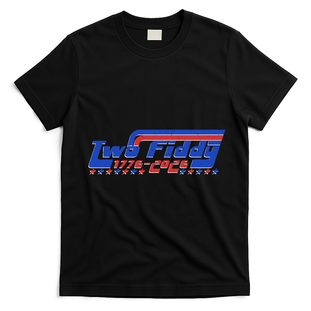 Two Fiddy 1776-2026 Vintage Americana Graphic Apparel T-Shirt - Black