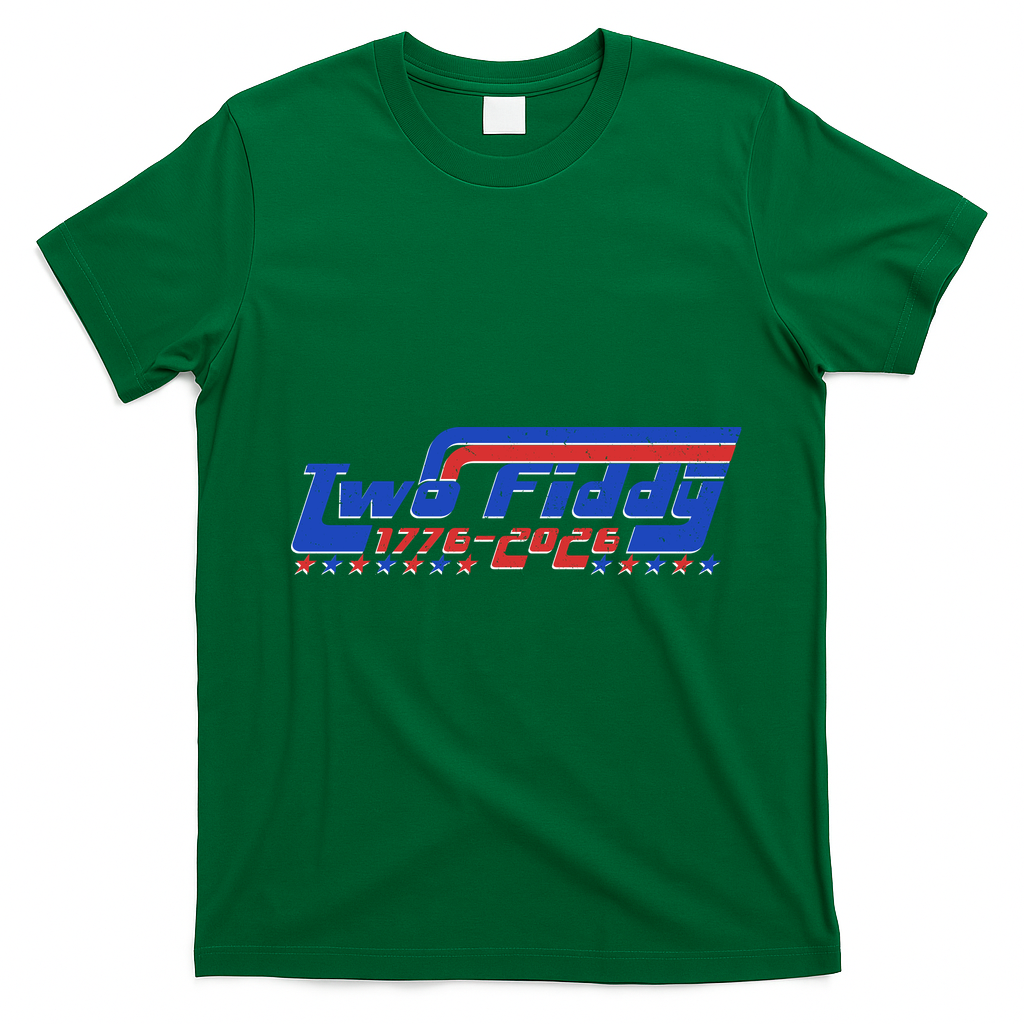 Two Fiddy 1776-2026 Vintage Americana Graphic Apparel T-Shirt - Irish Green