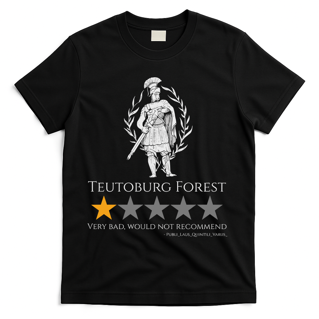 Teutoburg Forest 1-Star Review Funny Roman History T-Shirt - Black