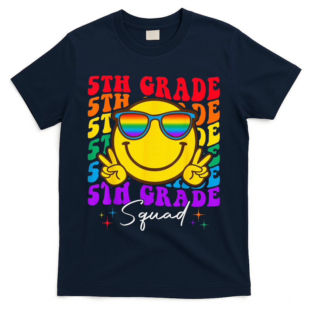 Team Fifth 5th Grade Squad Teacher Boy Girls Back To School T-Shirt - Navy