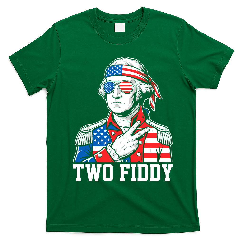 Two Fiddy American Revolution George Washington 250 Years T-Shirt - Irish Green