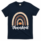 Thankful Fall Autumn Pumpkin Rainbow T-Shirt - Navy