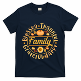 Thanksgiving Family Blessed Thankful Grateful Happy Emblem T-Shirt - Navy