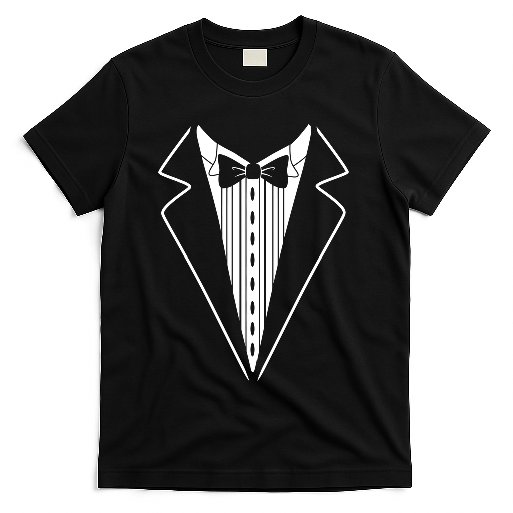 Tuxedo Formal Classic Black White Tux T-Shirt - Black