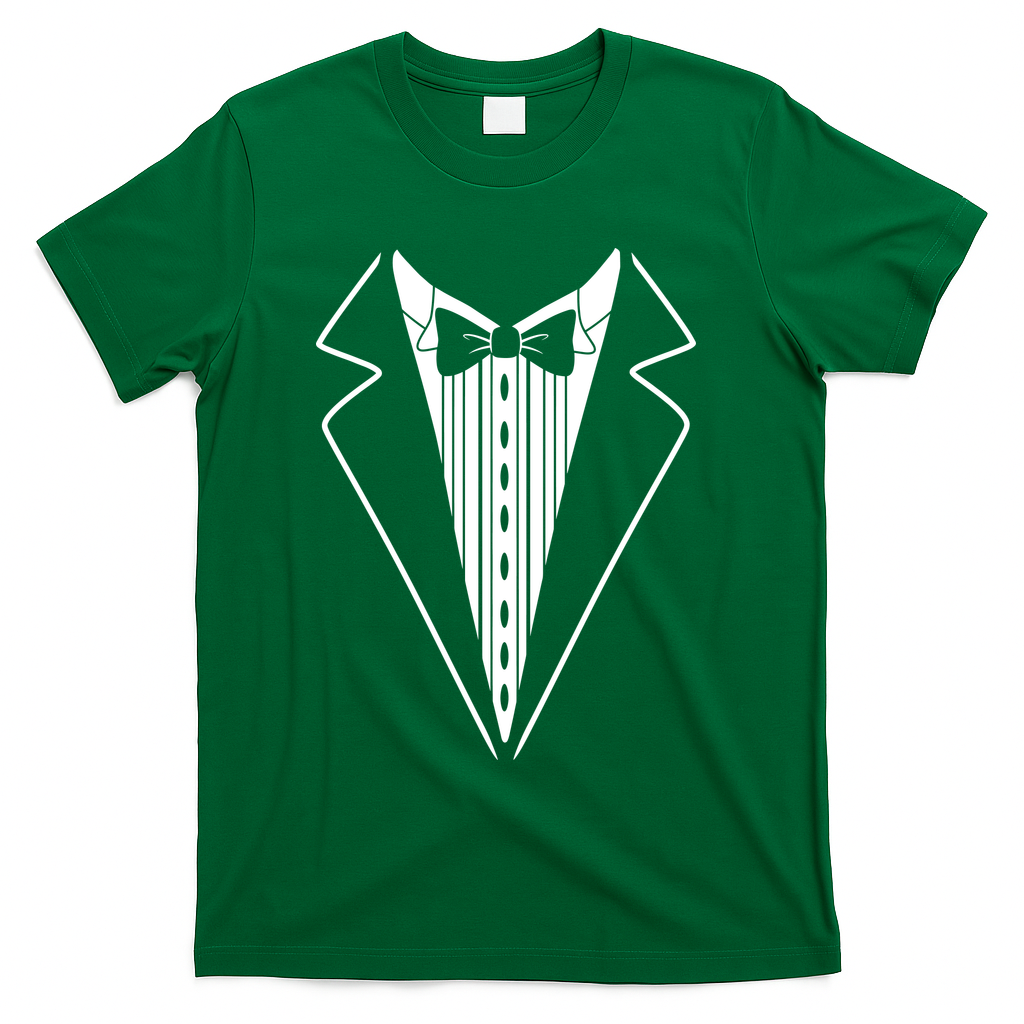 Tuxedo Formal Classic Black White Tux T-Shirt - Green