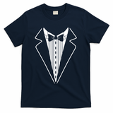 Tuxedo Formal Classic Black White Tux T-Shirt - Navy