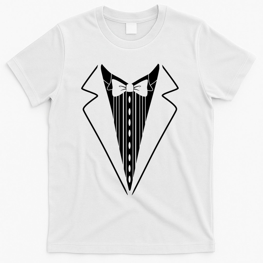 Tuxedo Formal Classic Black White Tux T-Shirt - White