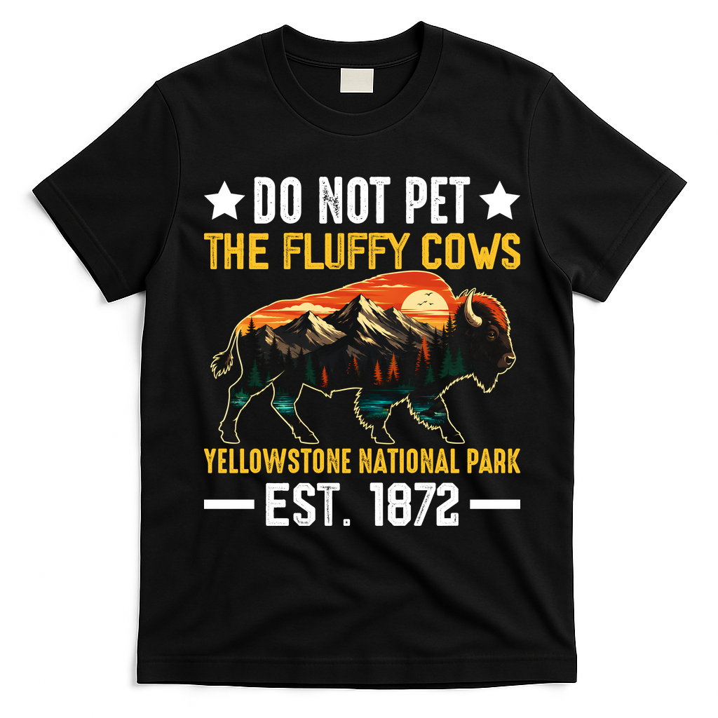 The Fluffy Cows Yellowstone National Park T-Shirt - Black