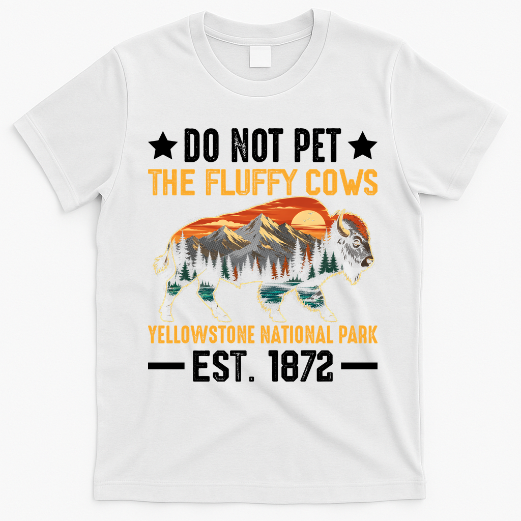 The Fluffy Cows Yellowstone National Park T-Shirt - White