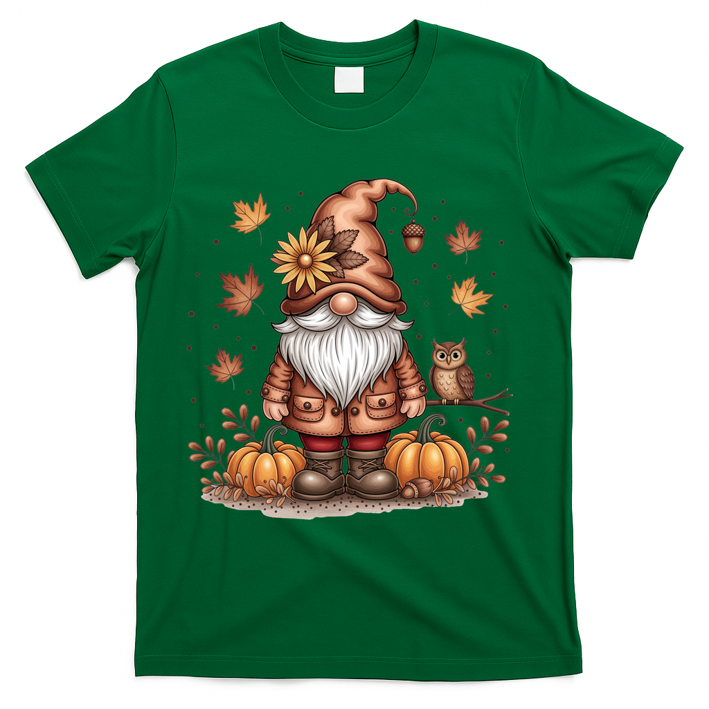 Trendy Fall Gnome Cute Thanksgiving Autumn Gift T-Shirt - Green