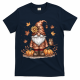 Trendy Fall Gnome Cute Thanksgiving Autumn Gift T-Shirt - Navy