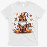 Trendy Fall Gnome Cute Thanksgiving Autumn Gift T-Shirt - White