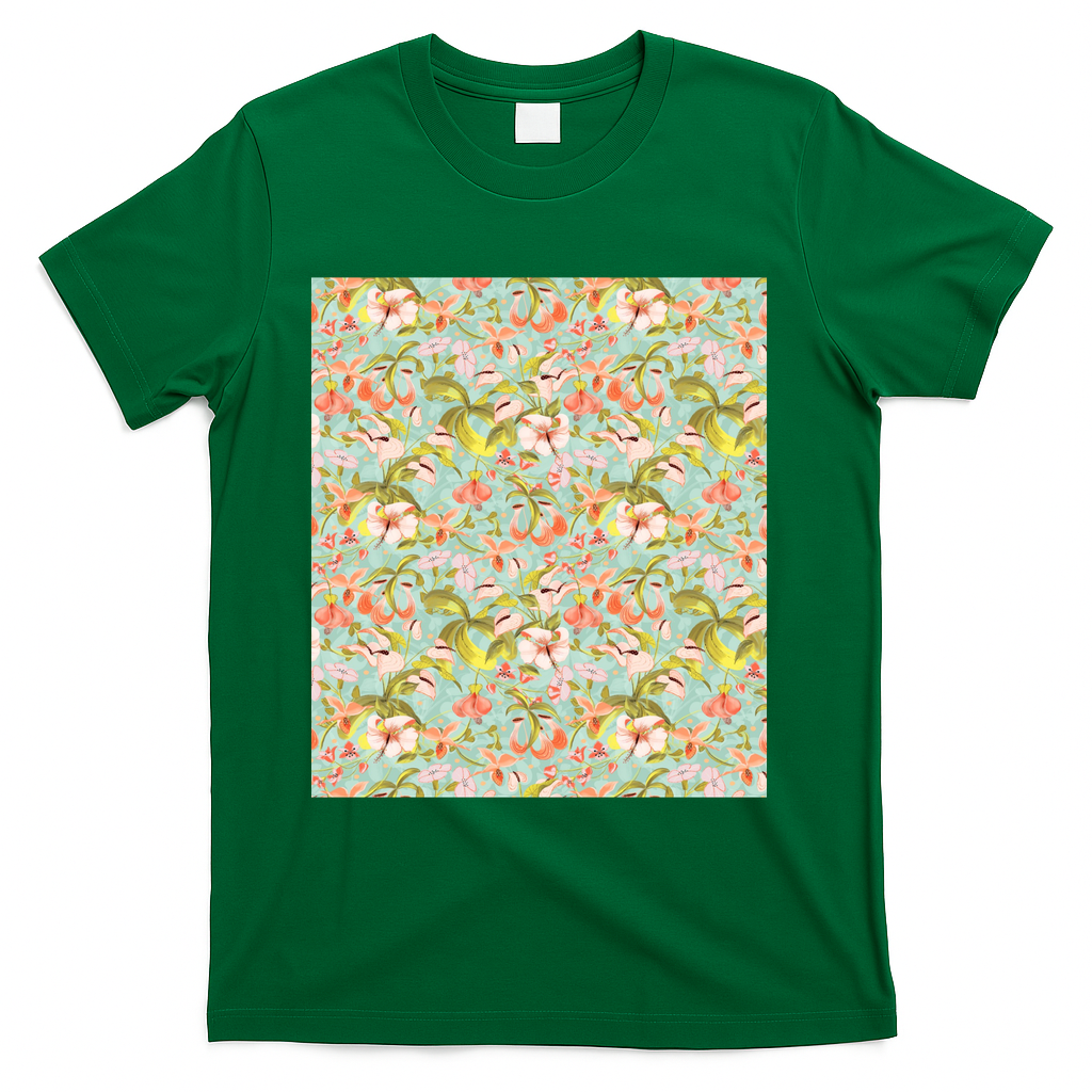 Tropical flowers pastel - Green