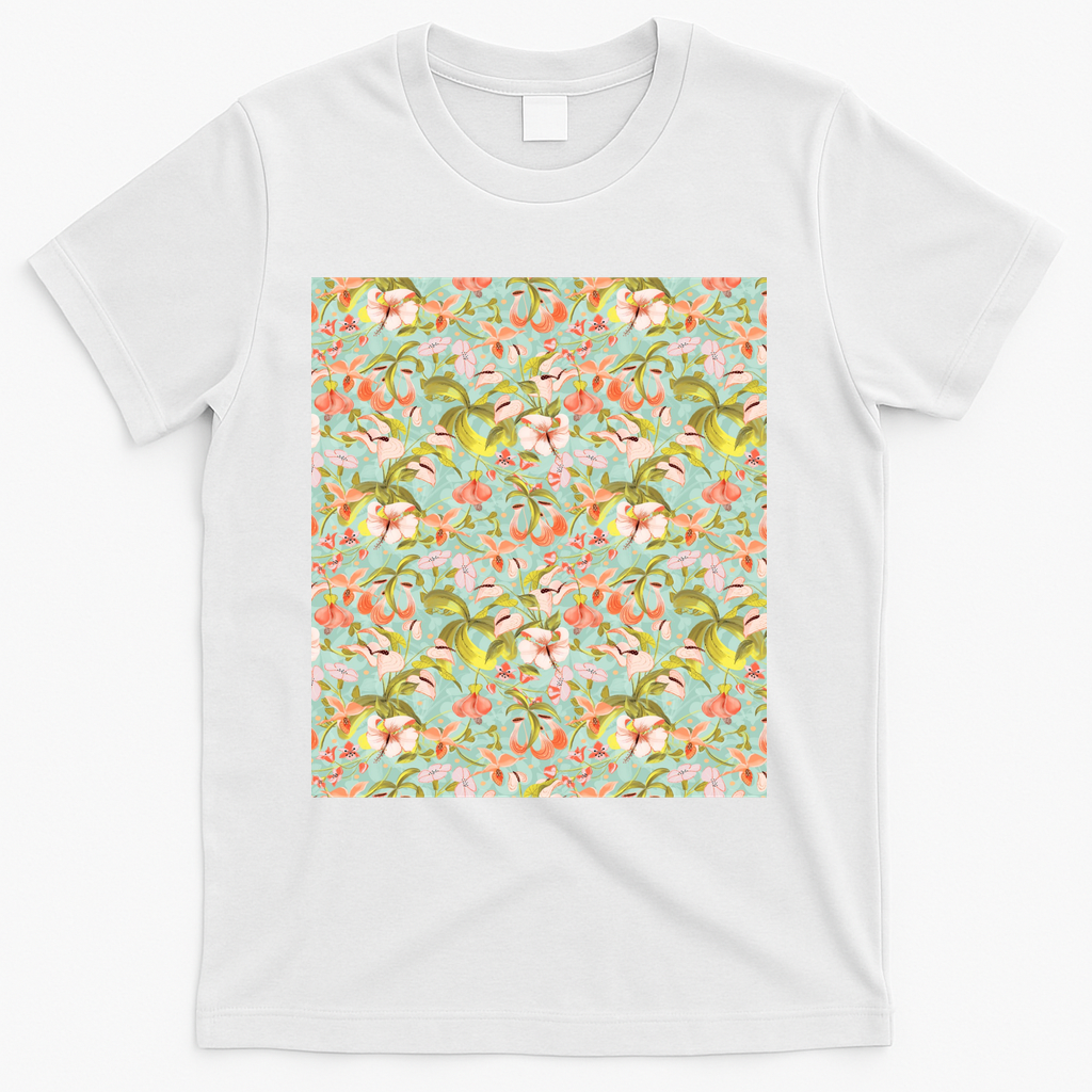 Tropical flowers pastel - White