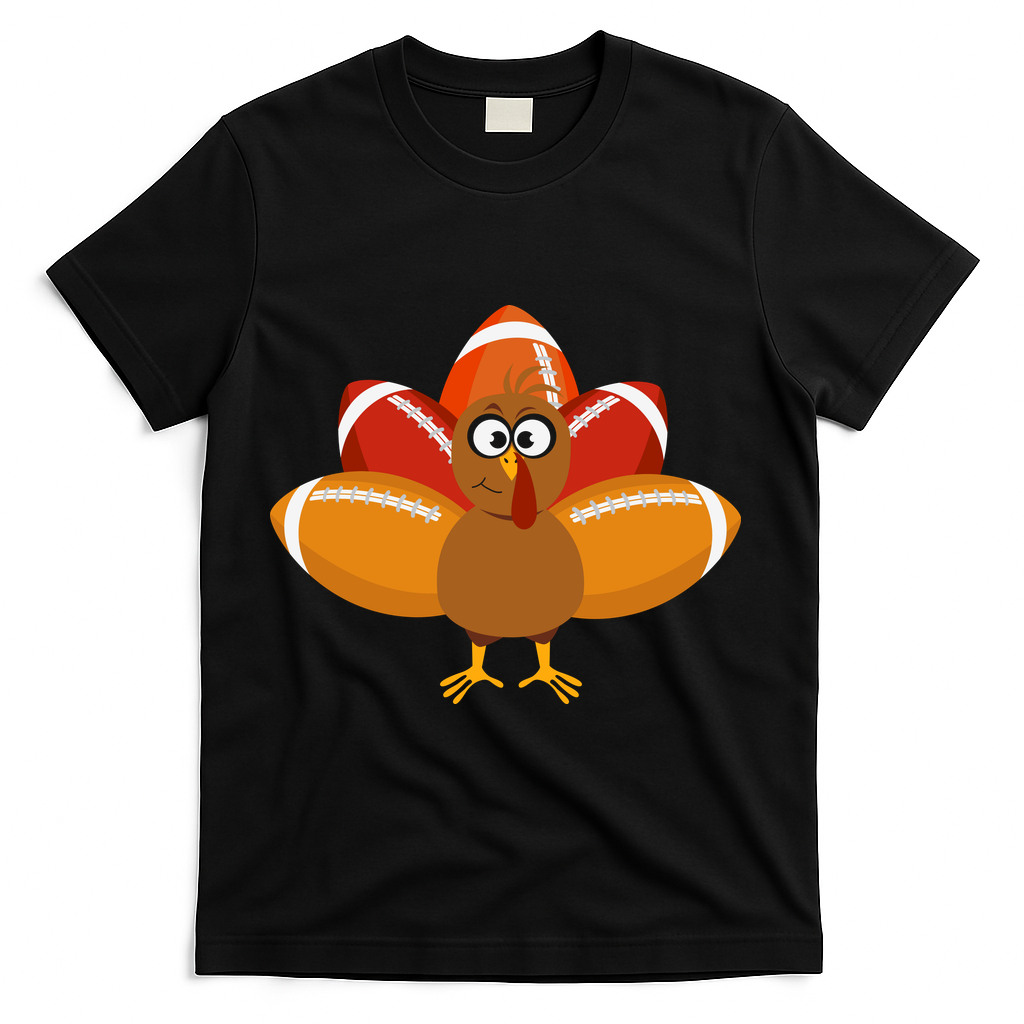 Turkey Football Thanksgiving T-Shirt - Black
