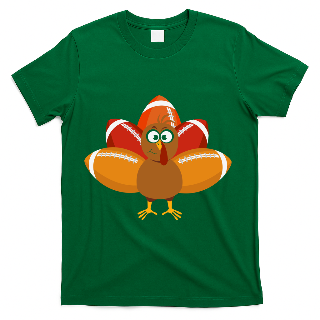 Turkey Football Thanksgiving T-Shirt - Green
