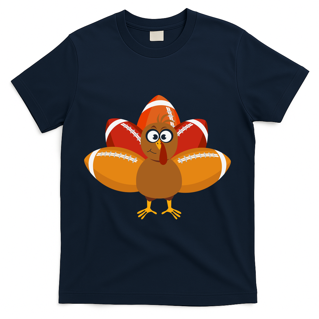 Turkey Football Thanksgiving T-Shirt - Navy