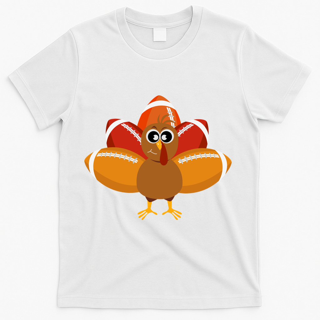 Turkey Football Thanksgiving T-Shirt - White