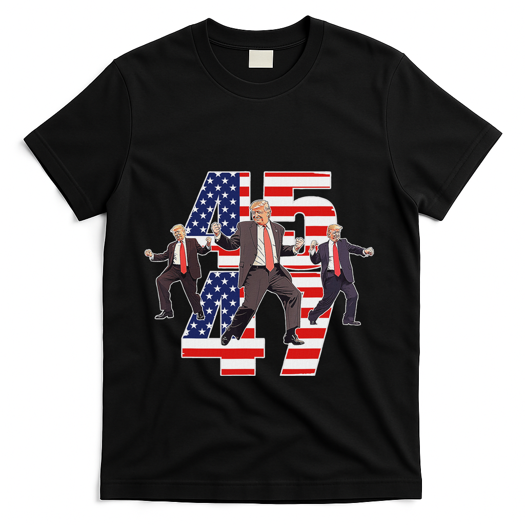 Trump Funny Victory Dance Trump Dancing America 47 T-Shirt - Black