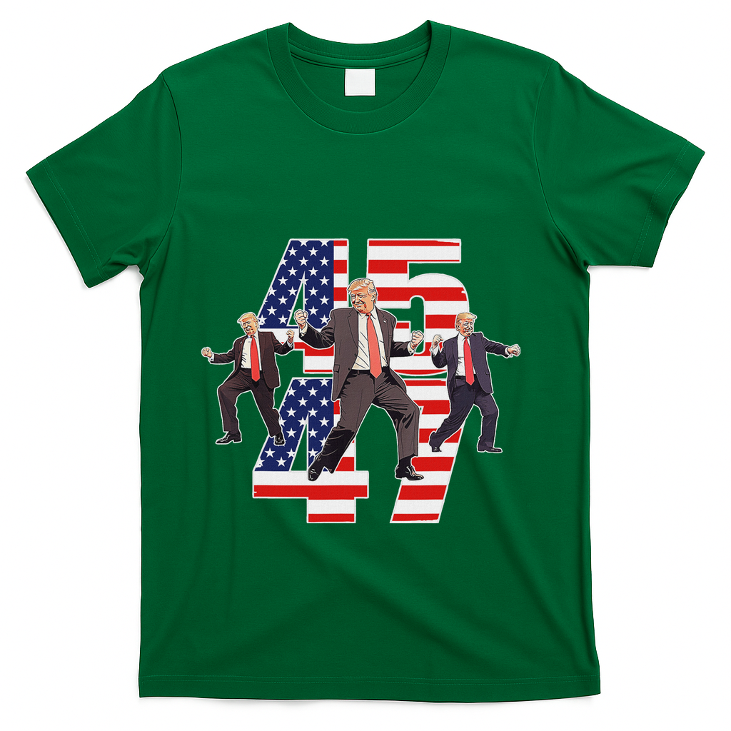 Trump Funny Victory Dance Trump Dancing America 47 T-Shirt - Green