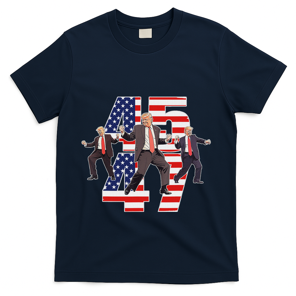 Trump Funny Victory Dance Trump Dancing America 47 T-Shirt - Navy
